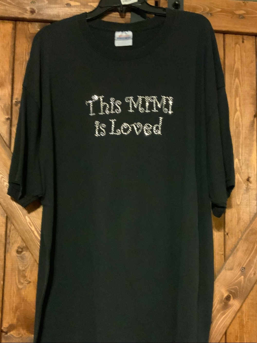 Hanes Black Kids' Tee with Rhinestone "This MIMI is Loved"
